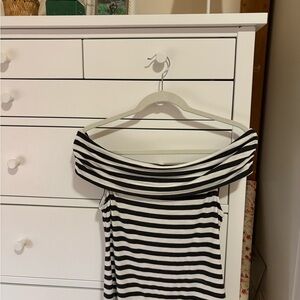 BDG Black and White Striped Off-Shoulder Top
